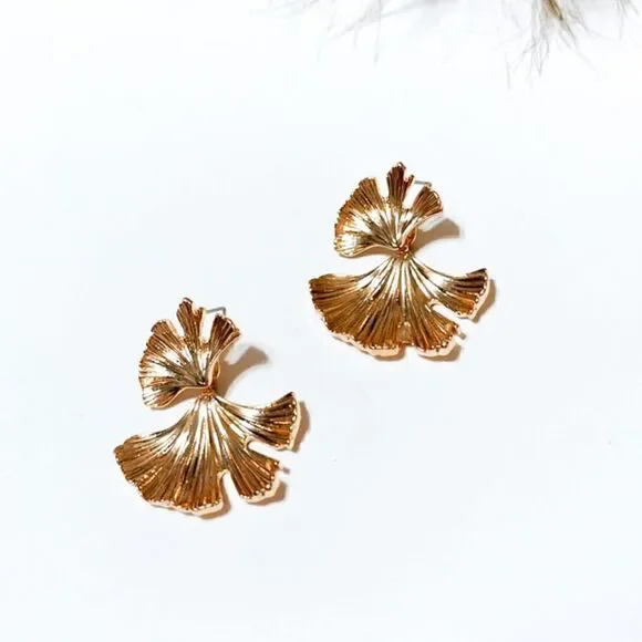 Ginkgo leaf earrings N8 - Picture 2 of 5